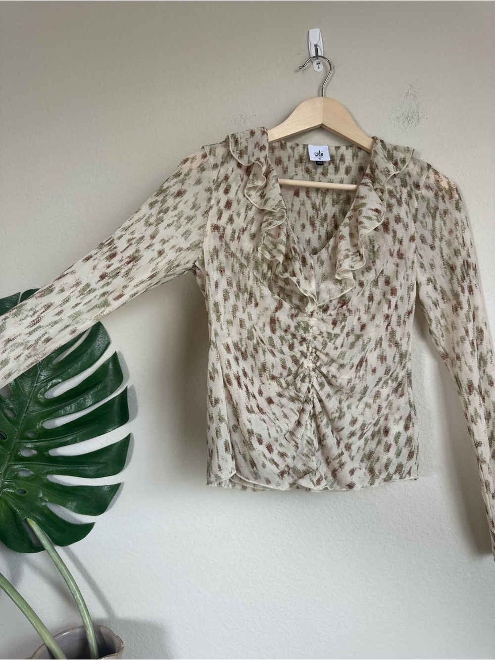Cabi Ruched Mesh Dapple Top - Picture 6 of 11